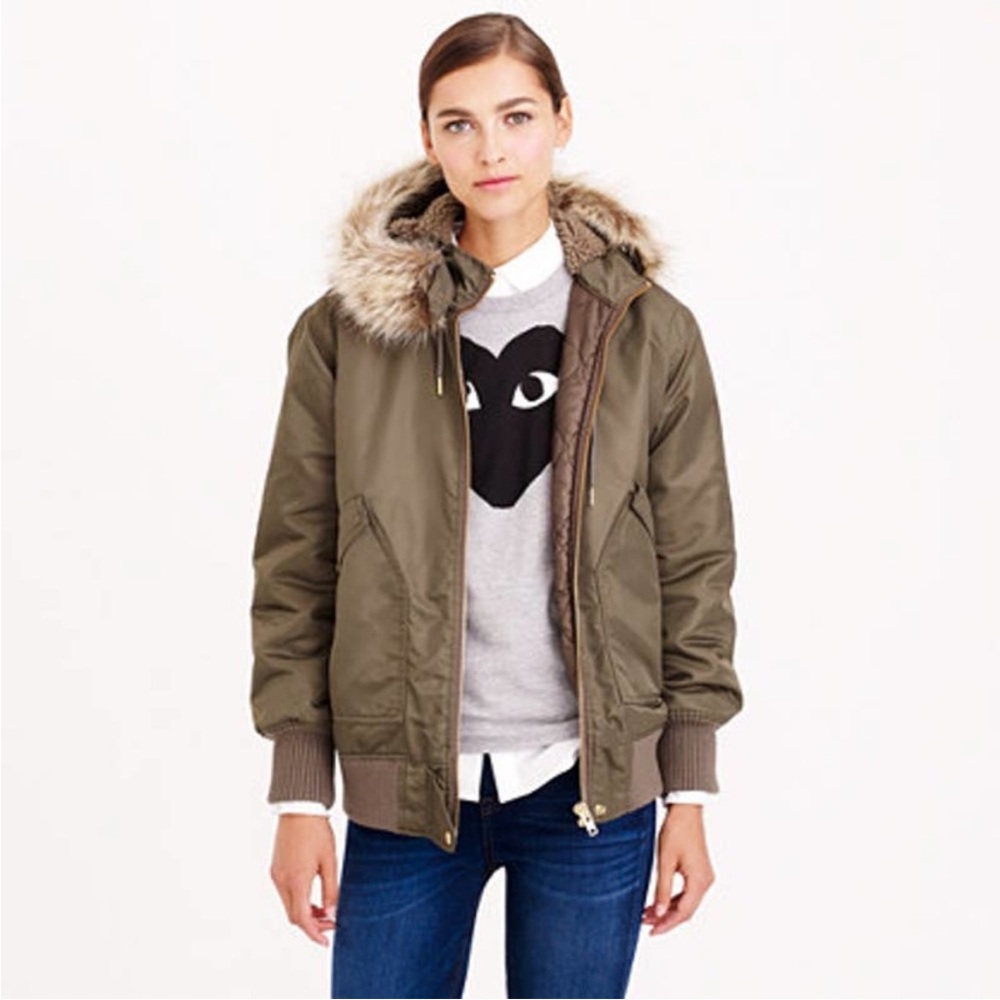 J. crew hooded nylon bomber jacket
